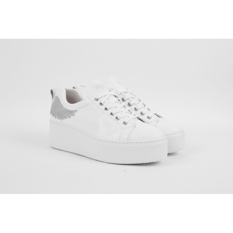 Thumbnail of Angel's Rise - Wedge Trainer In White With Silver Wing image
