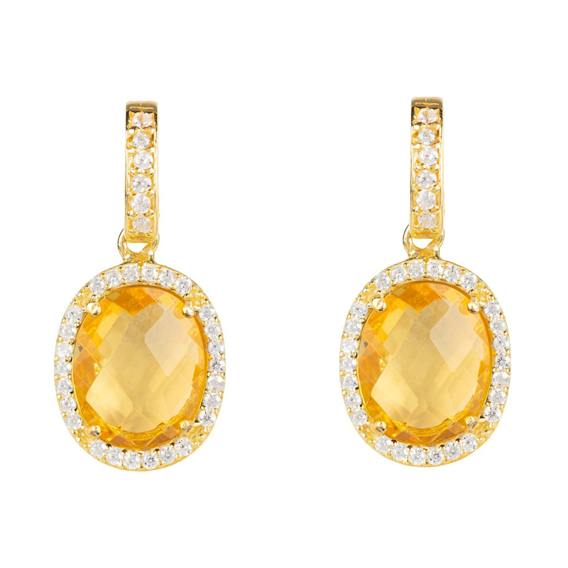 Thumbnail of Beatrice Oval Gemstone Drop Earrings Gold Citrine Hydro image