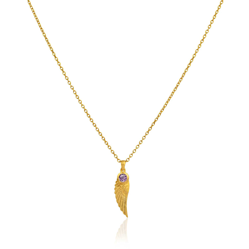 Thumbnail of Angel Wing Amethyst Gold Necklace image