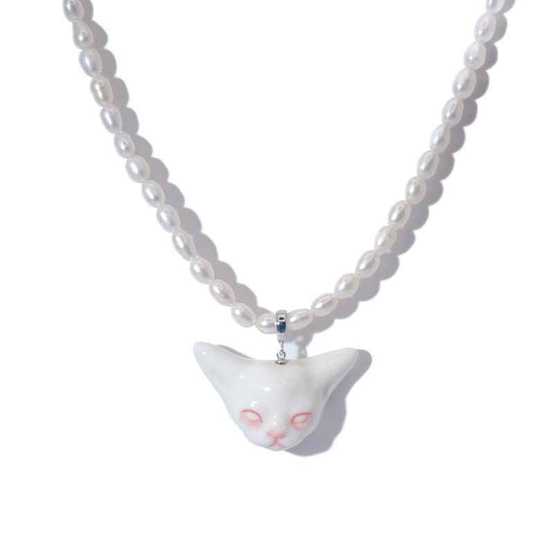 Angry Puss Porcelain Freshwater Pearl Necklace