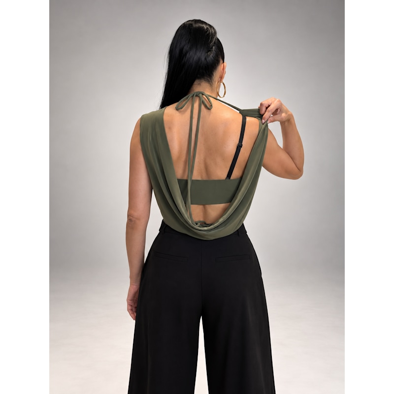 Anise Backless & Bra Friendly Top - Khaki | Monice London | Wolf