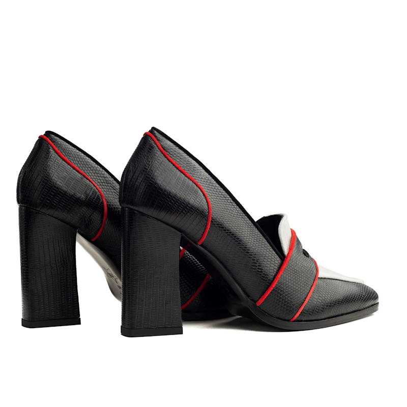 Thumbnail of Annabel Black & White Lizard Print Loafers image