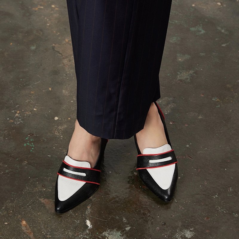 Thumbnail of Annabel Black & White Lizard Print Loafers image