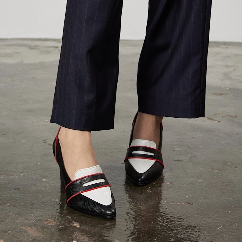 Thumbnail of Annabel Black & White Lizard Print Loafers image