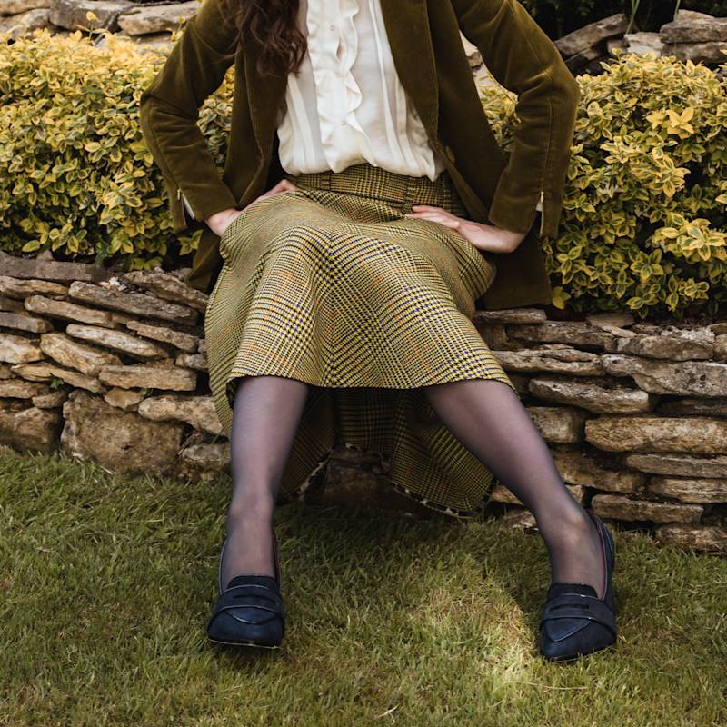 Thumbnail of Annabel Navy Blue Suede Loafers image