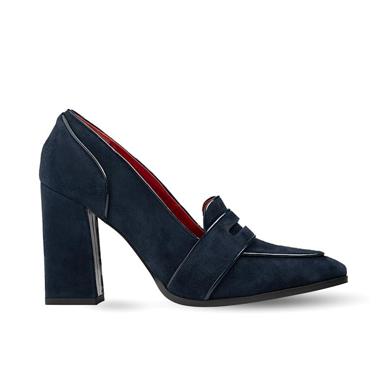 Thumbnail of Annabel Navy Blue Suede Loafers image