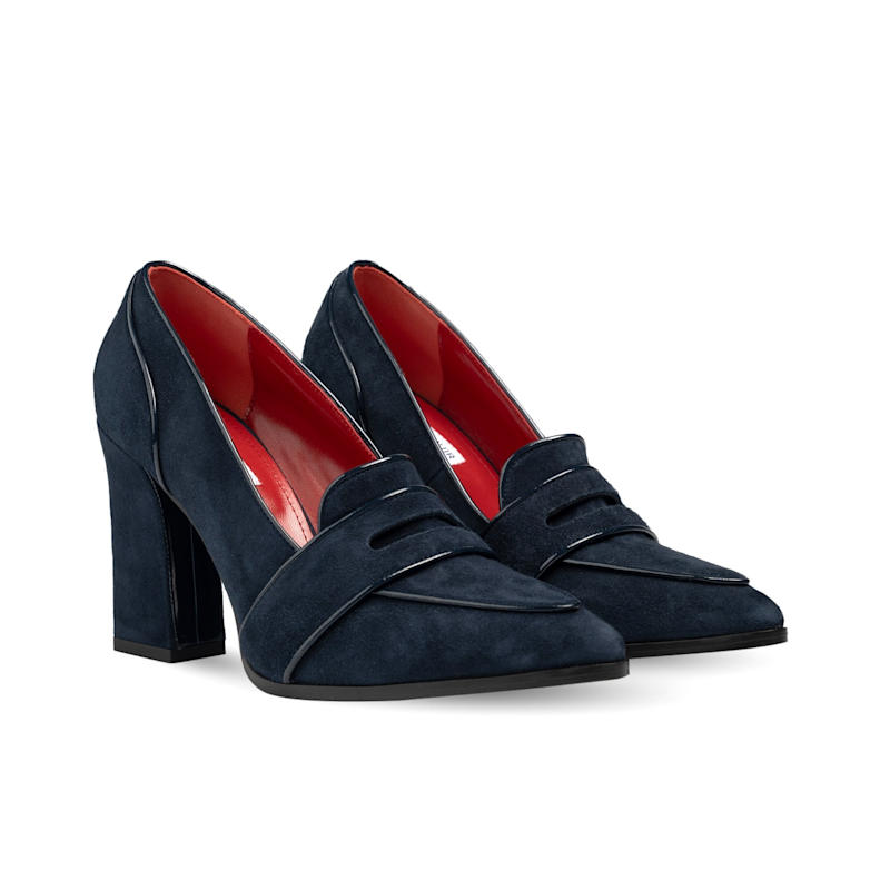 Thumbnail of Annabel Navy Blue Suede Loafers image