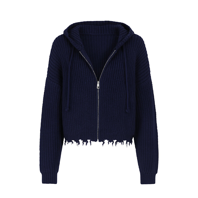 Thumbnail of Another Love Fringe Zip Knit - Navy image