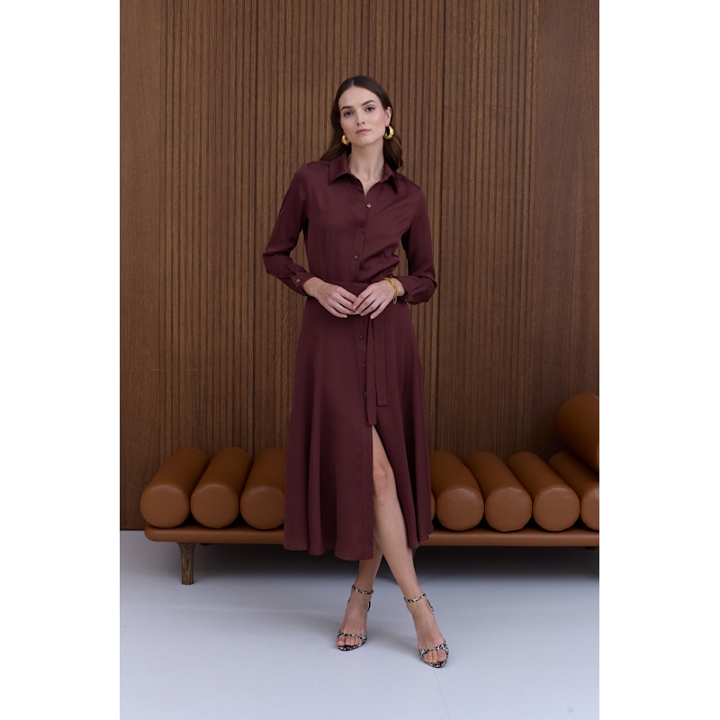 Undress Anouk Burgundy Shirt Dress - Red