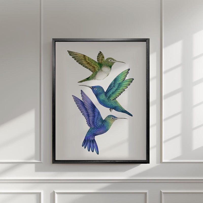 Thumbnail of Antique Hummingbirds Ii Cream - Fine Art Print S image