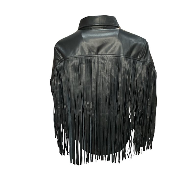 Thumbnail of Black Leather Fringe Button Up Shirt image