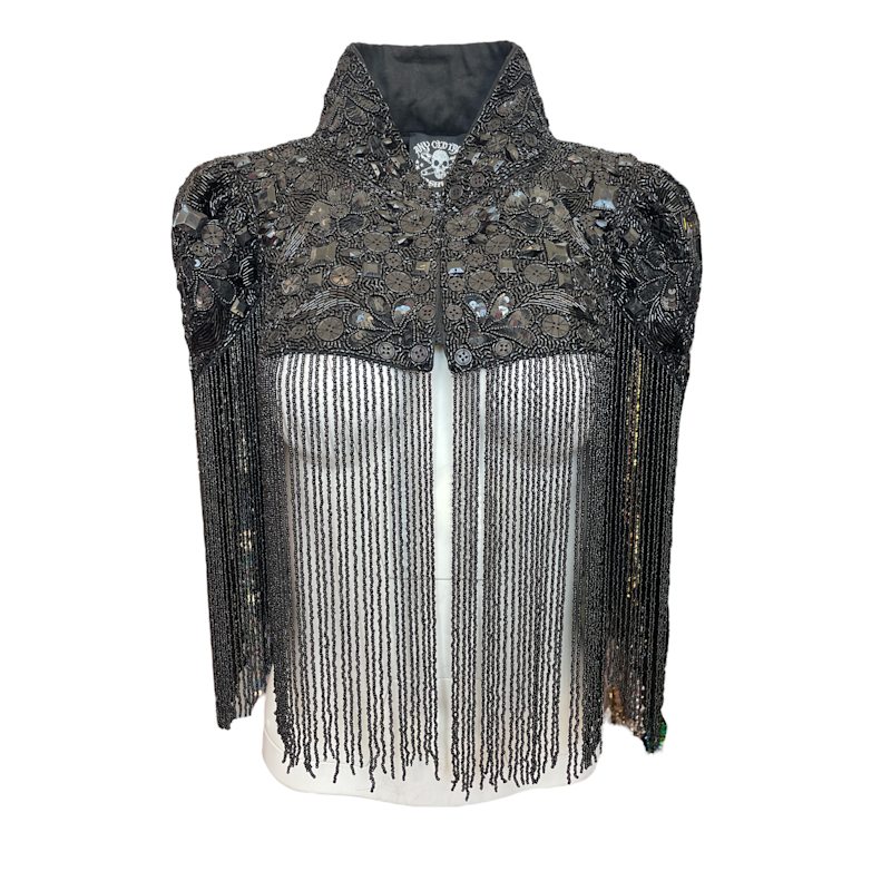 Thumbnail of Black Beaded Button Shrug image