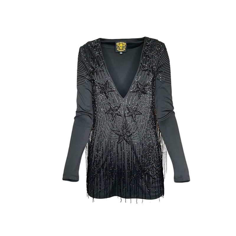 Thumbnail of Hand-Beaded Black Fuck Me Dress image