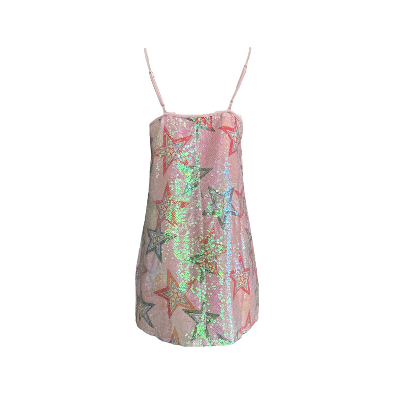 topshop pink glitter dress Iridescent Sequin Star Short | Any Old Iron sparkle evening dress