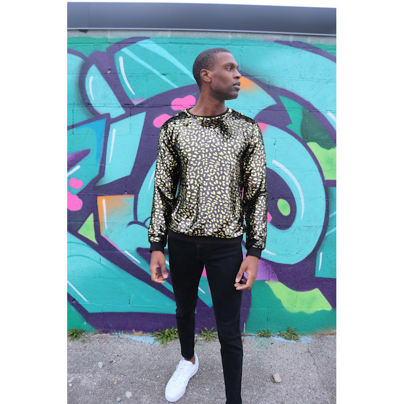 Thumbnail of Men's Golden Reversible Sequin Leopard Sweatshirt image