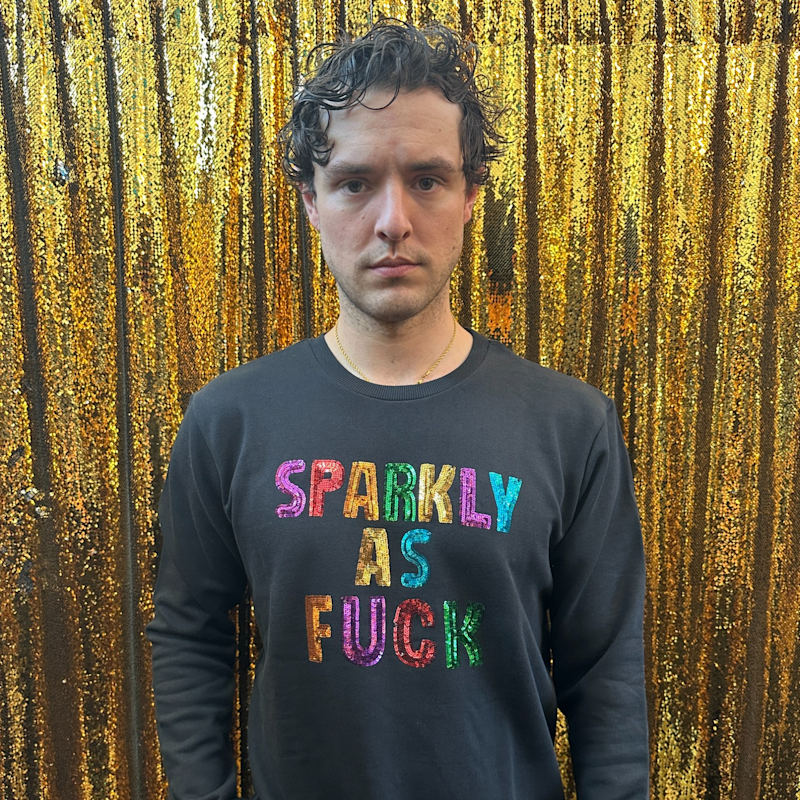 Thumbnail of Men's Rainbow Sparkly As Fuck Sequin Black Sweatshirt image