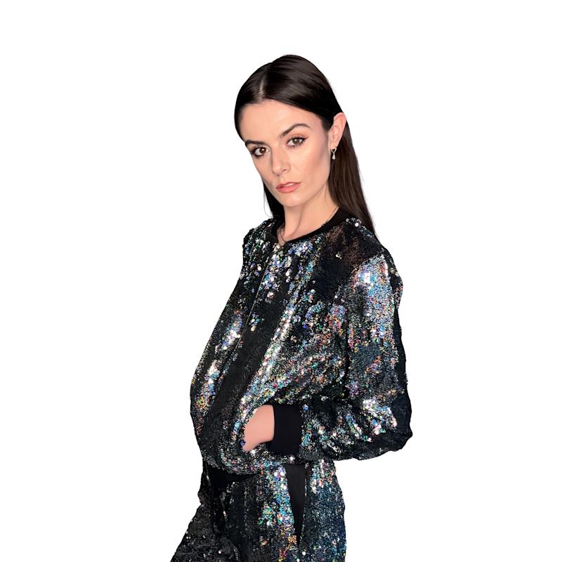 Thumbnail of Holographic Rainbow Glitter Forever Sequin Bomber Jacket image