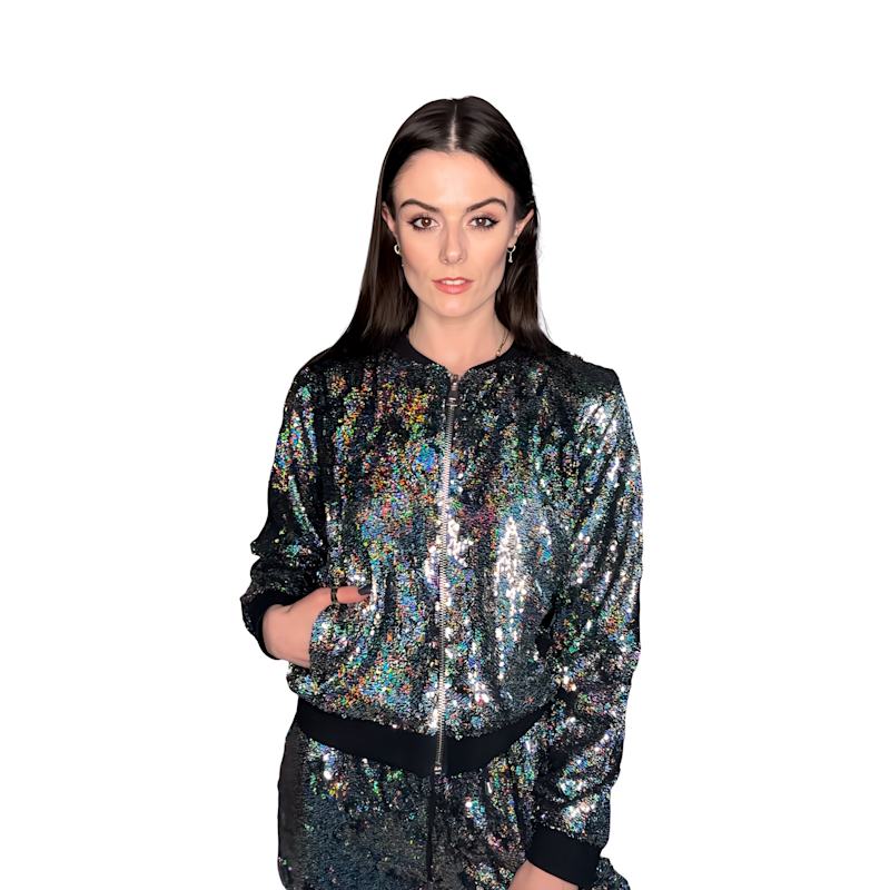 Thumbnail of Holographic Rainbow Glitter Forever Sequin Bomber Jacket image