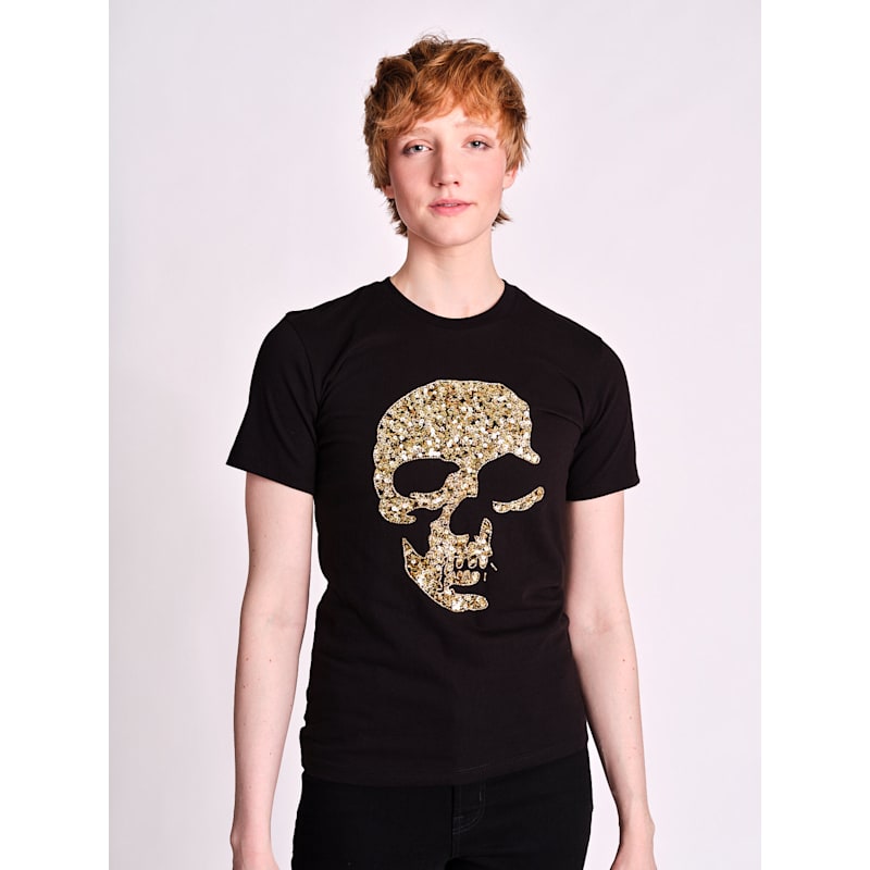 Thumbnail of Golden Shadow Skull Beaded T-Shirt image