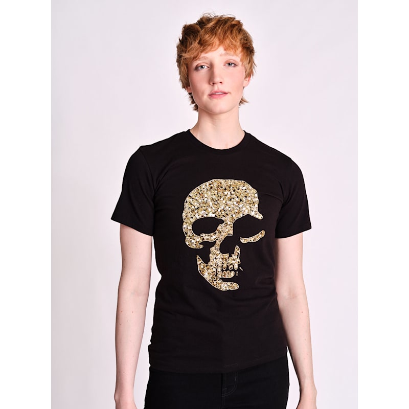Thumbnail of Golden Shadow Skull Beaded T-Shirt image