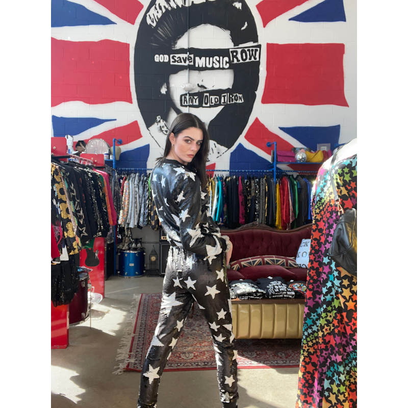 Thumbnail of Black Sparkle Star Reversible Sequin Joggers image