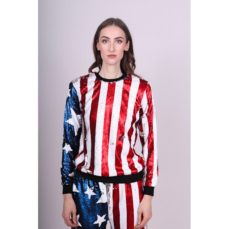 Thumbnail of Reversible Sequin Stars And Stripes Sweatshirt image
