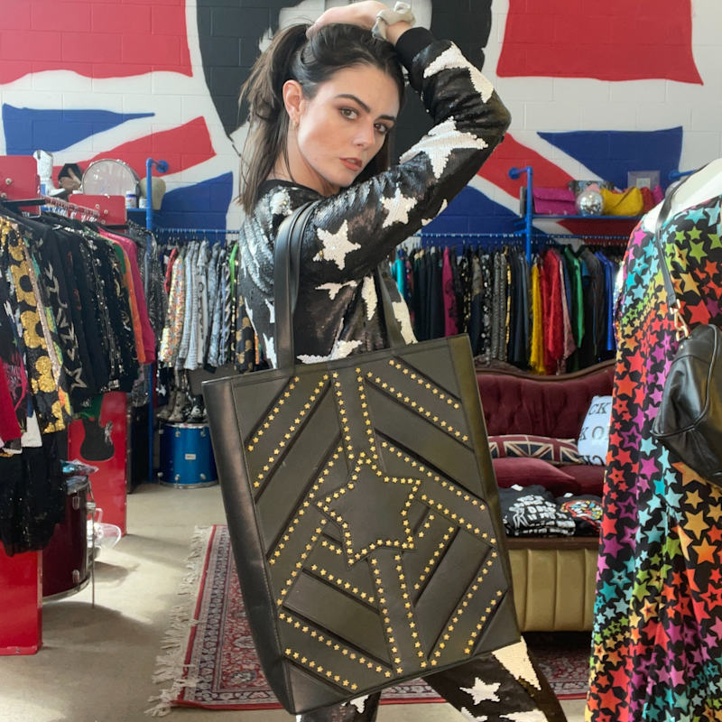 Thumbnail of Golden Stars And Stripes Leather Tote image
