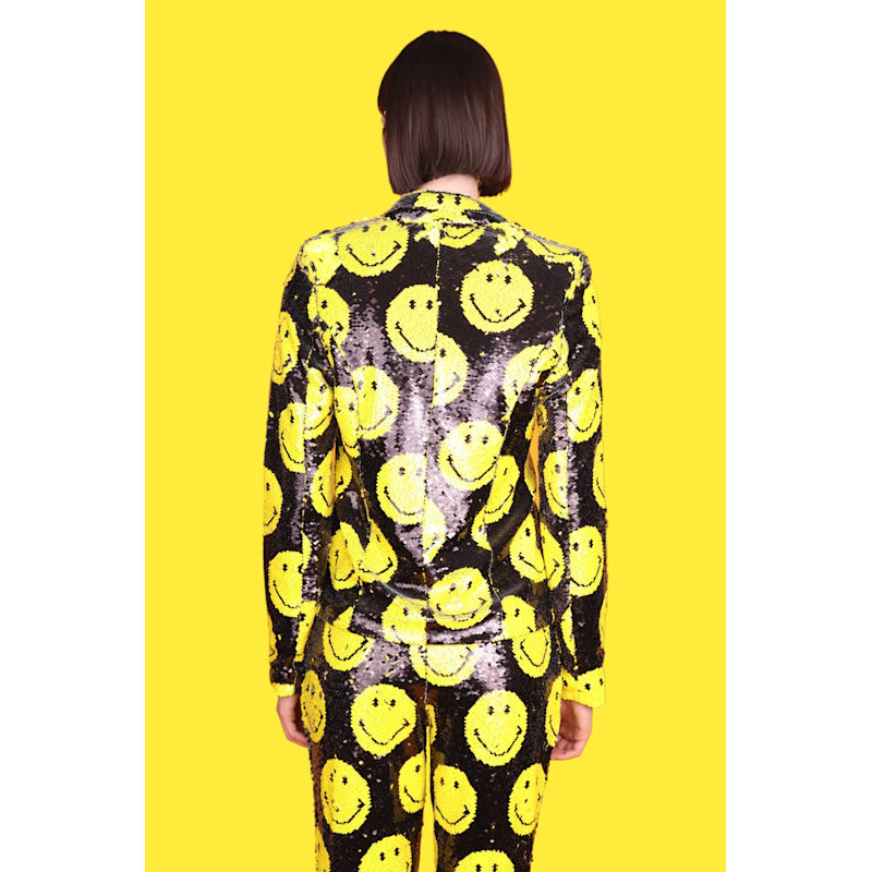 Thumbnail of Yellow Smiley Reversible Sequin Blazer Jacket image