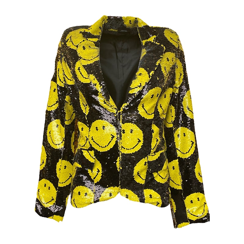 Thumbnail of Yellow Smiley Reversible Sequin Blazer Jacket image