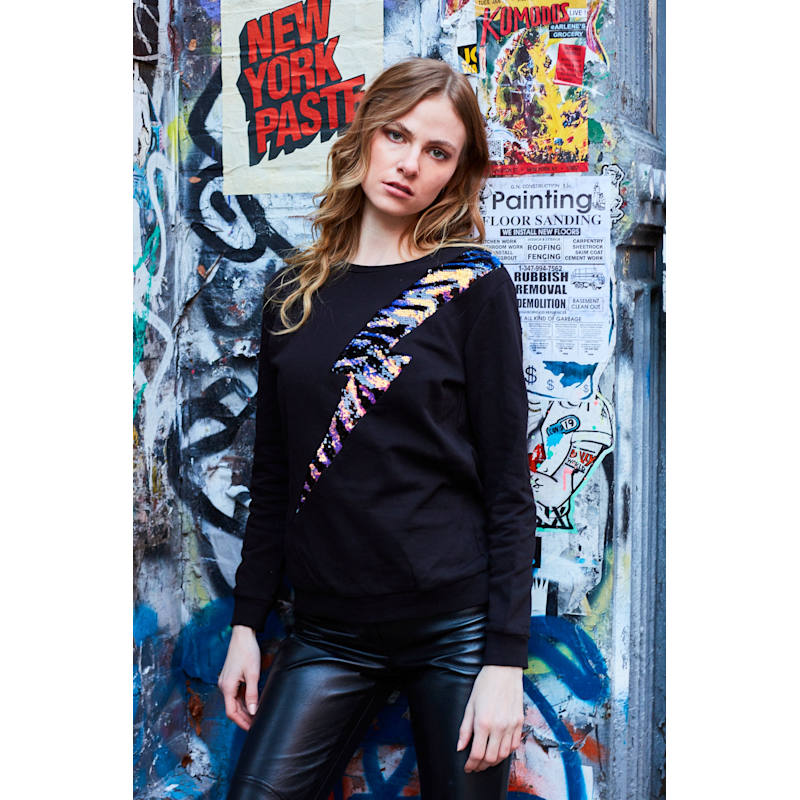 Thumbnail of Iridescent Zebra Reversible Sequin Lightning Sweatshirt image