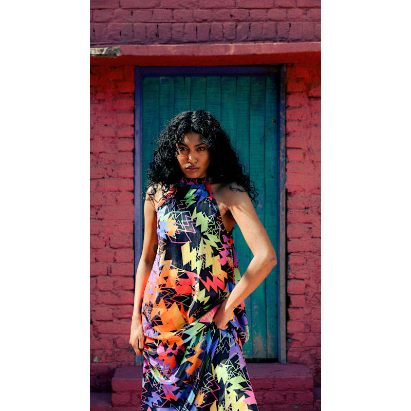 Multicolor Zowie Halter Dress | Any Old Iron | Wolf & Badger