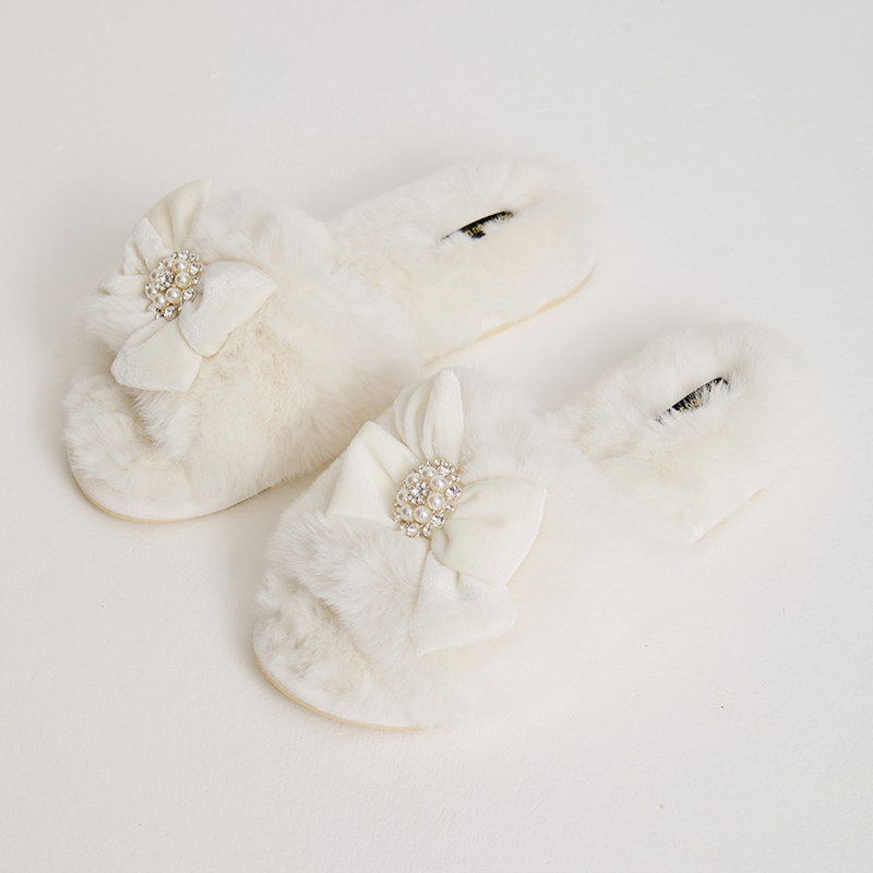 Thumbnail of Anya Slider Slipper With Diamante In Cream image