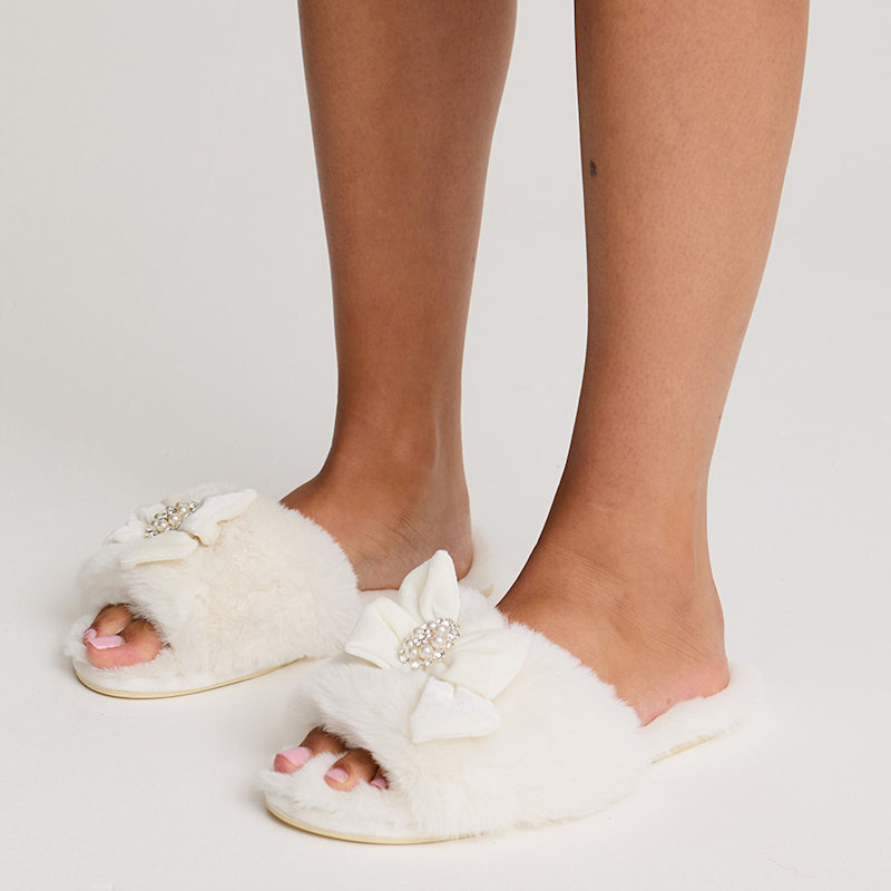 Thumbnail of Anya Slider Slipper With Diamante In Cream image