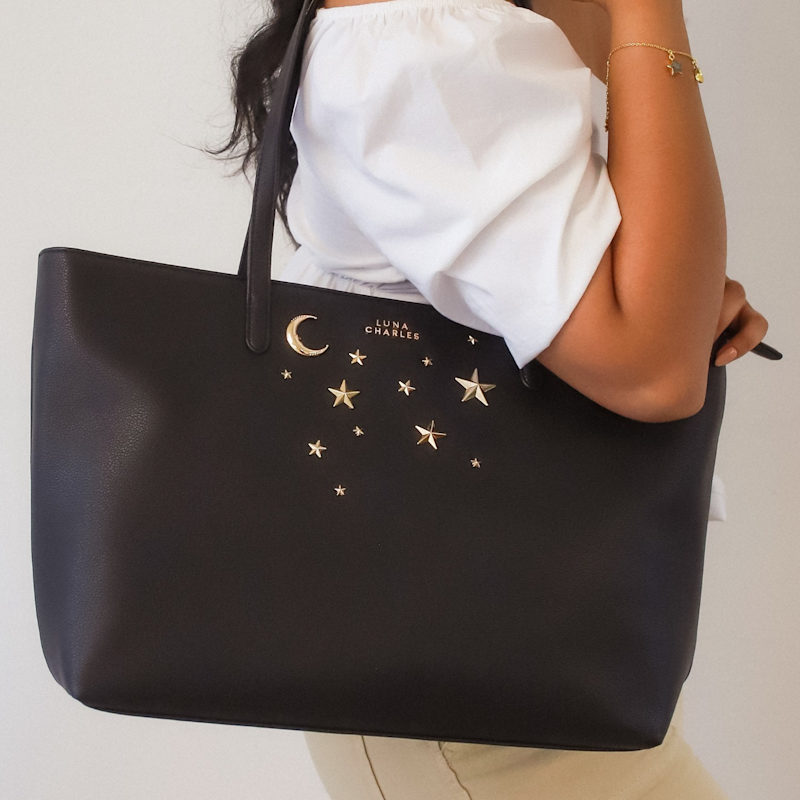Thumbnail of Anya Star Studded Tote Bag | Black & Gold image