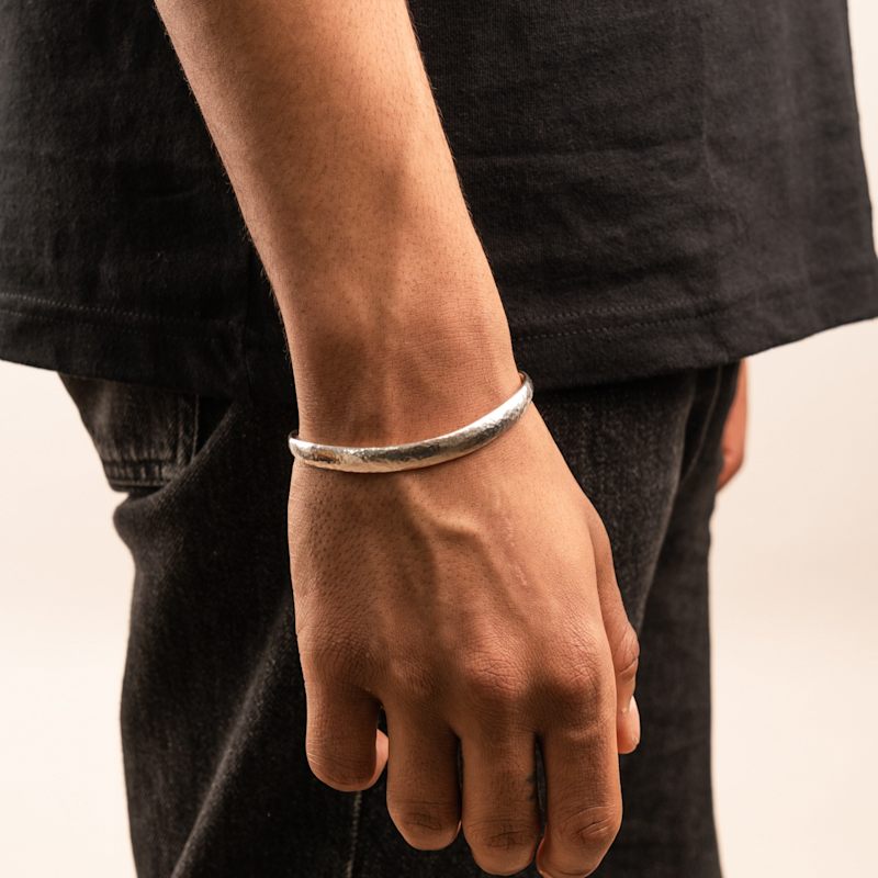 Thumbnail of Men's Hammered Curved Bangle image
