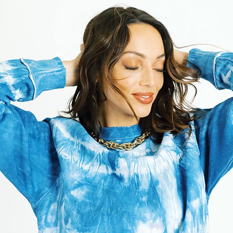 Thumbnail of Indigo Shibori Tie Dye Reconstructed Sweatshirt - Blue image