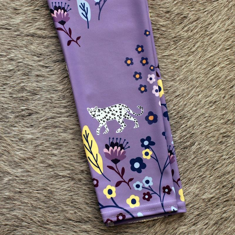 Thumbnail of High Waist Yoga Leggings In Purple Garden image