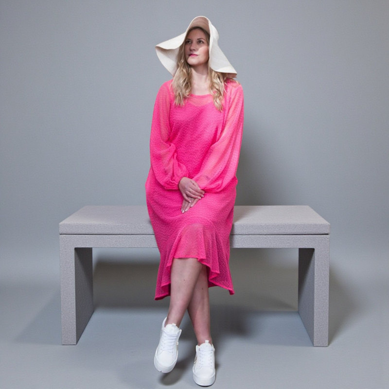Hot Pink Plus Size Midi Dress – Holiday Resort Wear
