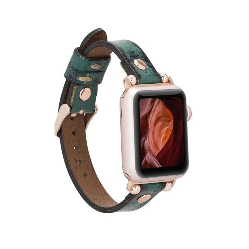 Thumbnail of Apple Watch Vintage Green Leather Strap - Detroit image