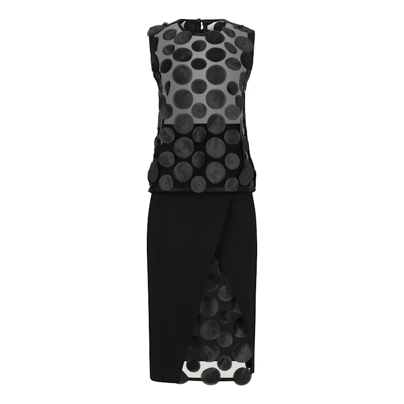 Thumbnail of Appliqué-Detailed Mesh Top & Pencil Skirt Co-Ord Set image