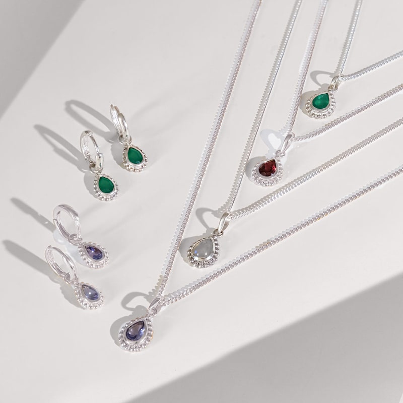 Thumbnail of September Birthstone Sterling Silver Necklace - Black Sapphire image