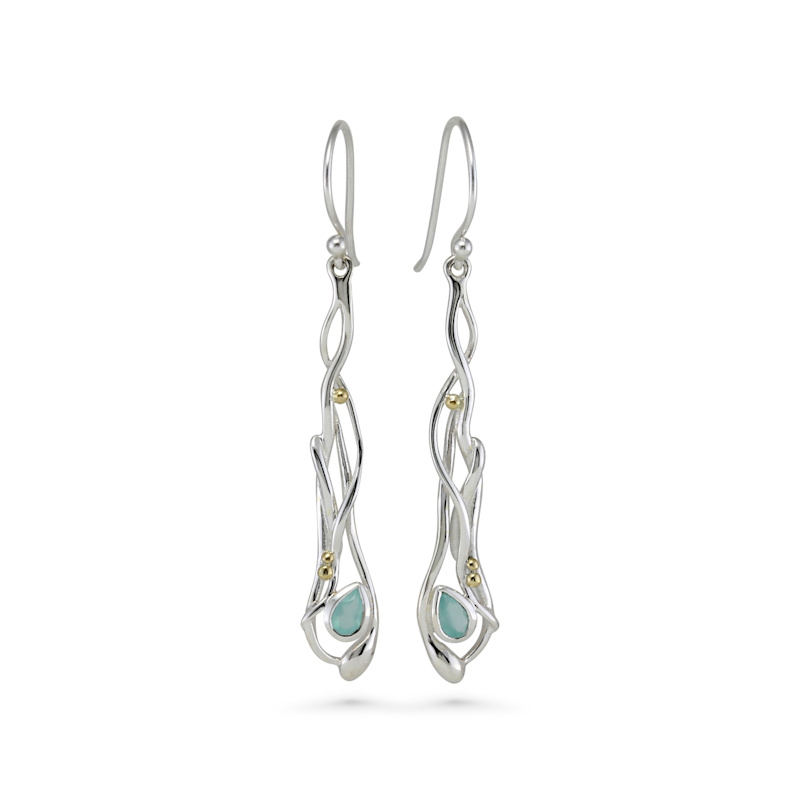 Thumbnail of Aqua Chalcedony Drop Earrings image