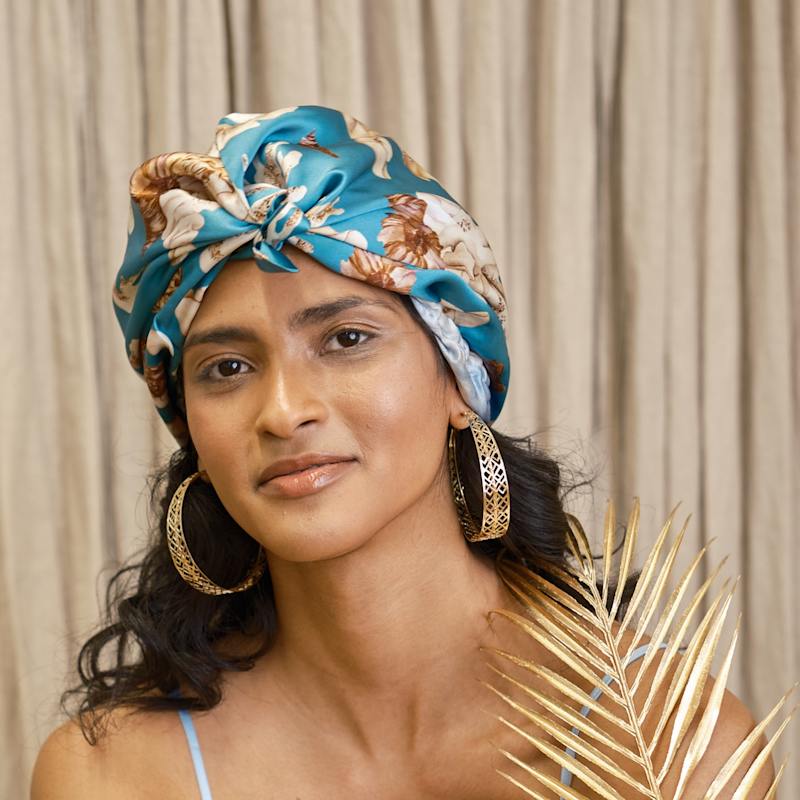 Thumbnail of Aqua Coral Printed Silk Turban image