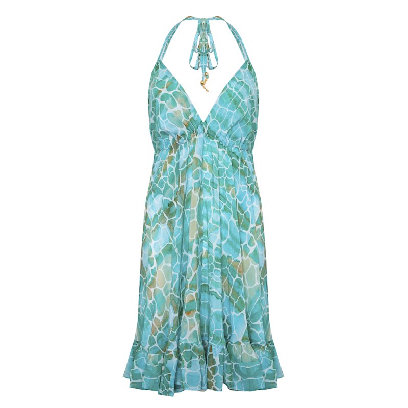 Thumbnail of Aqua Pebbles Mini Silk Ibiza Dress image