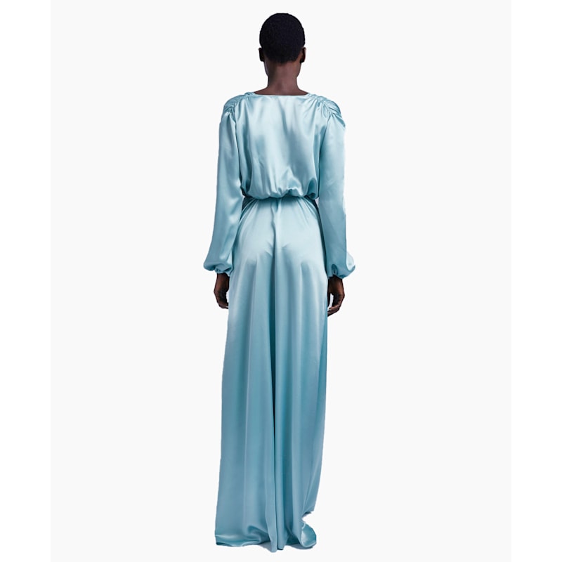 Aqua Silky Robe Gown | NARCES | Wolf & Badger