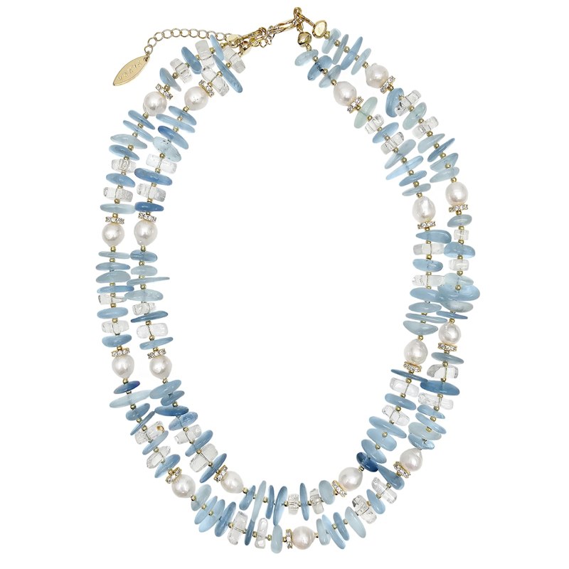 Thumbnail of Aquamarine With Freshwater Pearls Double Layers Necklace image