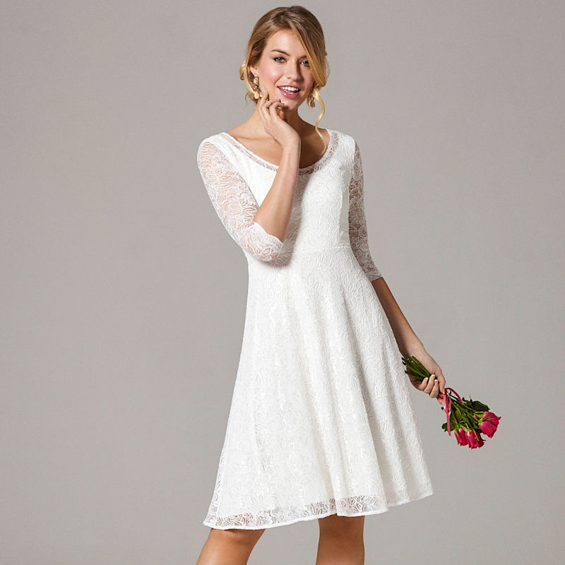 Thumbnail of Arabella Short Lace Wedding Dress In Ivory image