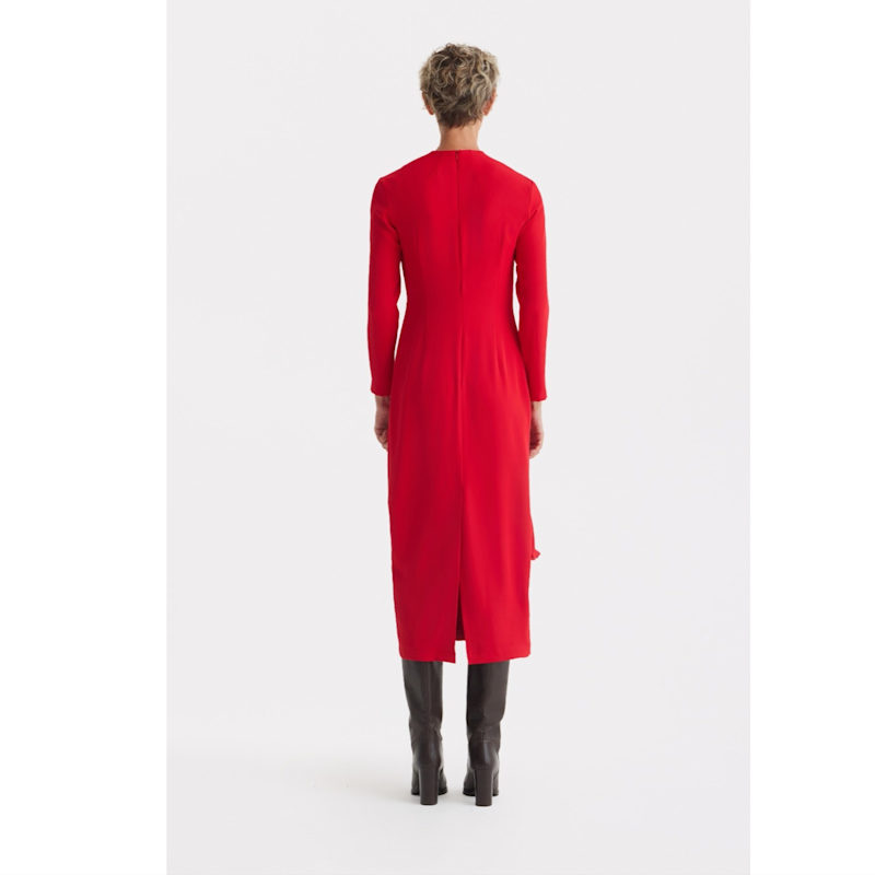 Thumbnail of Architectural Cape Sheath Midi Dress Red image