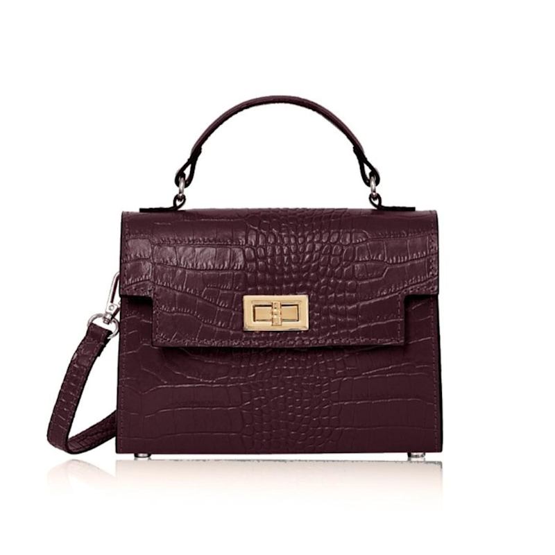 Thumbnail of Ardea Croc Top Handle Handbag In Burgundy image