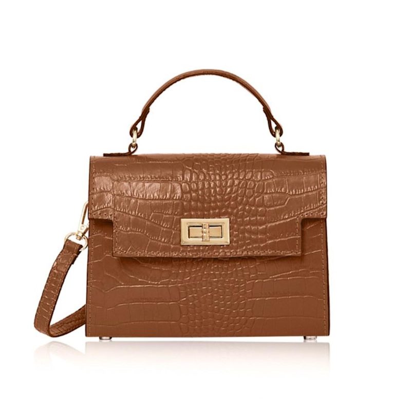 Thumbnail of Ardea Croc Top Handle Handbag In Tan image
